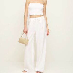 Brand New With Tag BNWT Reformation White Linen Pants Set